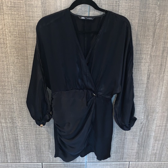 ZARA Satin Effect Wrap Dress - Picture 4 of 10